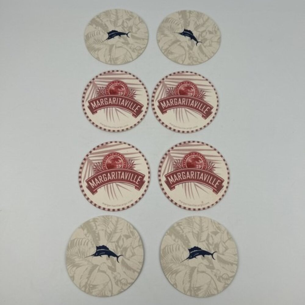 Margaritaville 4 Coasters & Tommy Bahama Marlin 4 Coasters - Cardboard Drink
